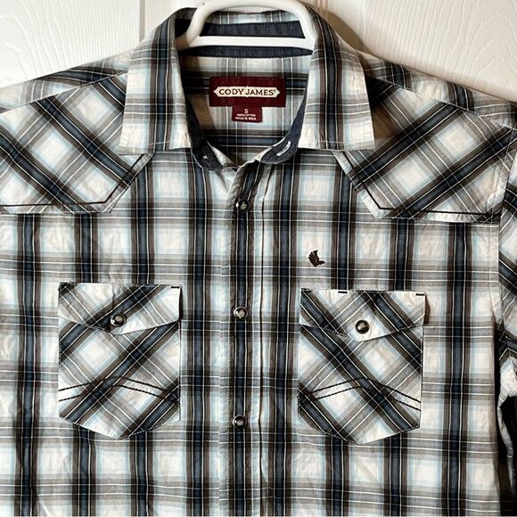 Cody James Plaid Pearl Snap Western Long Sleeve Shirt Size S - Picture 1 of 8